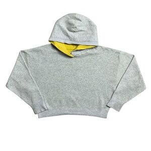 Anthropologie Maeve James Gray Chartreuse Cropped Pullover Hoodie Size L